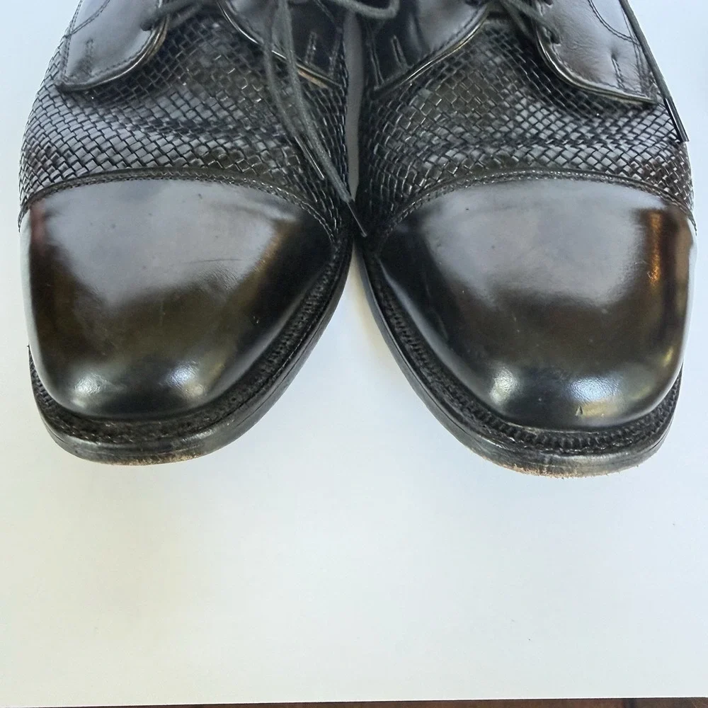 Allen Edmonds Lauderdale Woven Cap Toe Leather Oxford Shoe Black Mens 9 D